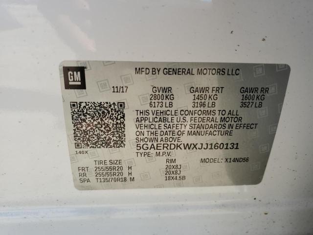 5GAERDKWXJJ160131 - 2018 BUICK ENCLAVE AVENIR WHITE photo 13