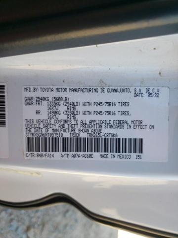 3TYRX5GN6NT057510 - 2022 TOYOTA TACOMA ACCESS CAB Weiß Foto 12