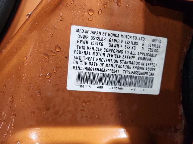 JHMGE8H40AS025541 - 2010 HONDA FIT SPORT 橙色 照片 13