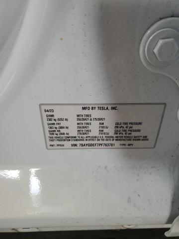 7SAYGDEF7PF763781 - 2023 TESLA MODEL Y WHITE photo 12