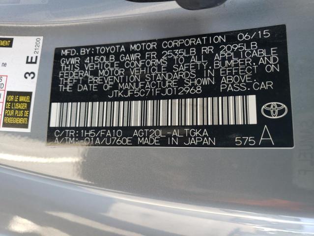 JTKJF5C71FJ012968 - 2015 TOYOTA SCION TC 灰色 照片 12