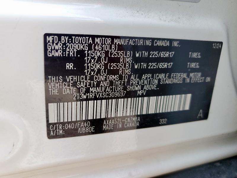 2T3W1RFVXSC309697 - 2025 TOYOTA RAV4 XLE WHITE photo 13