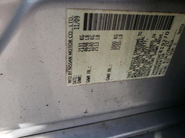 1N4AA5AP2AC819270 - 2010 NISSAN MAXIMA S SILVER photo 12