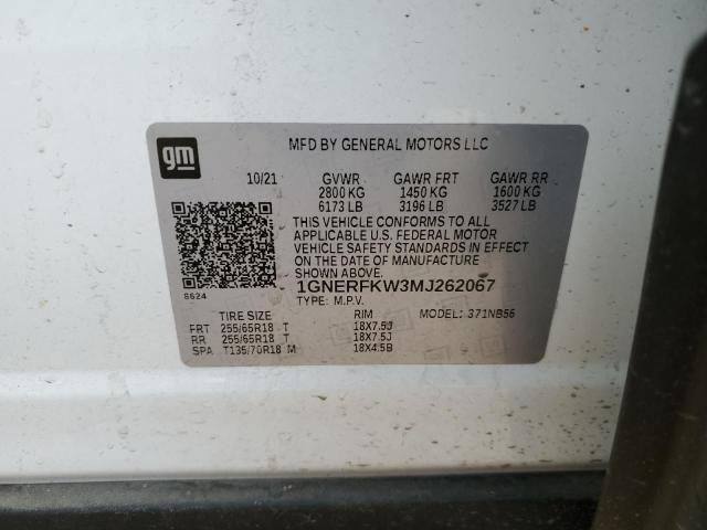 1GNERFKW3MJ262067 - 2021 CHEVROLET TRAVERSE LS WHITE photo 13