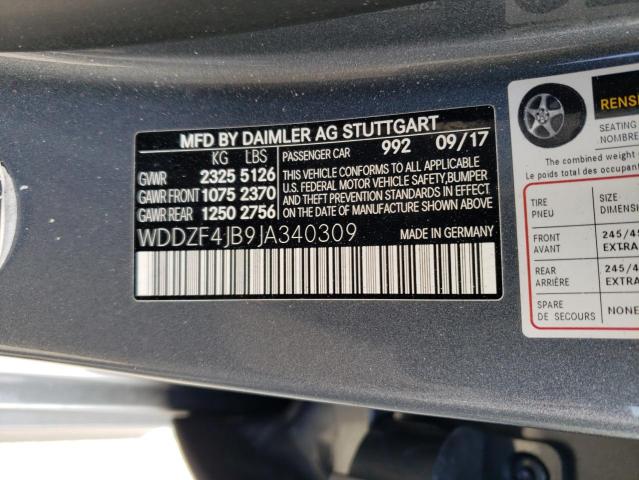 WDDZF4JB9JA340309 - 2018 MERCEDES-BENZ E 300 GRAY photo 13