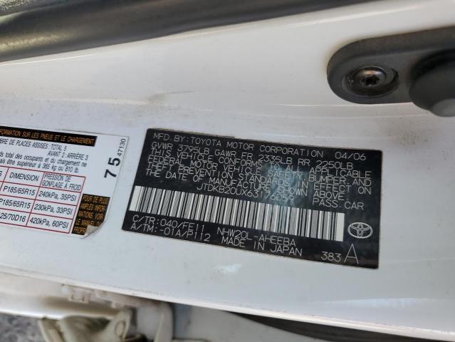 JTDKB20UX63176059 - 2006 TOYOTA PRIUS WHITE photo 12