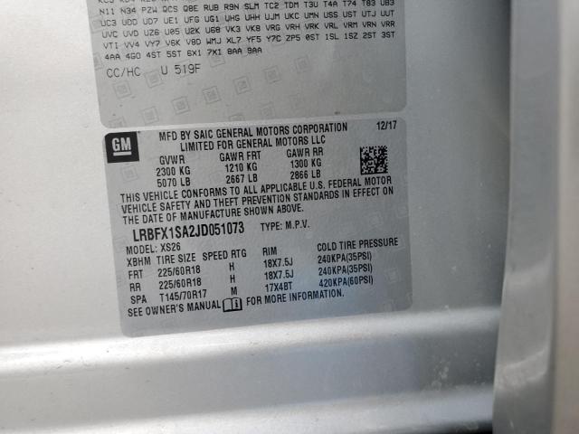 LRBFX1SA2JD051073 - 2018 BUICK ENVISION ESSENCE Արծաթագույն լուսանկար 13