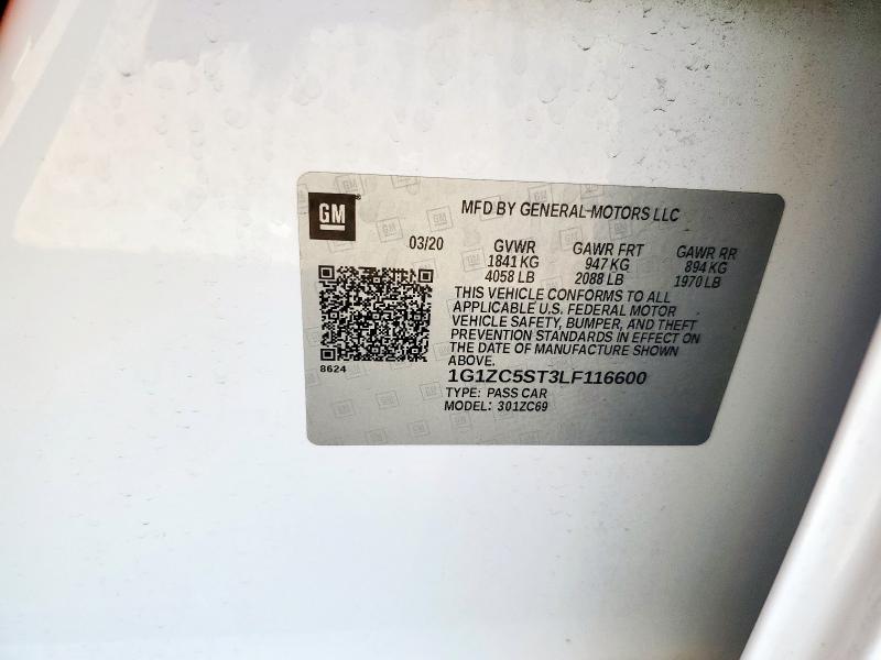 1G1ZC5ST3LF116600 - 2020 CHEVROLET MALIBU LS 白色 照片 12