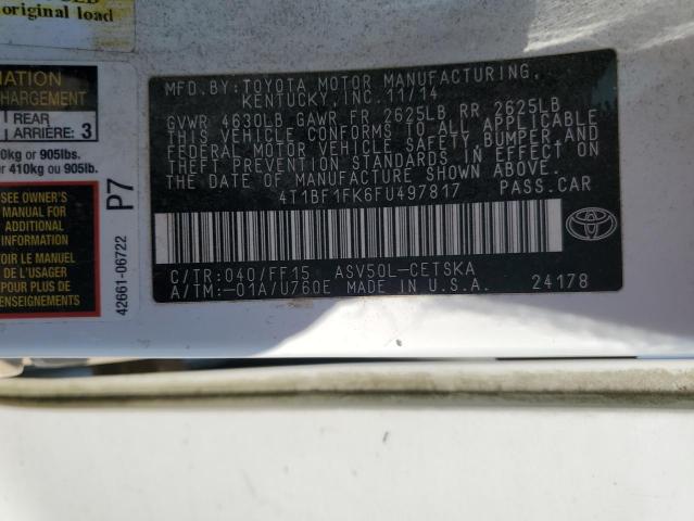 4T1BF1FK6FU497817 - 2015 TOYOTA CAMRY LE WHITE photo 12