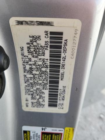 5YFBU4EE2DP106714 - 2013 TOYOTA COROLLA BASE Srebrny zdjęcie 13