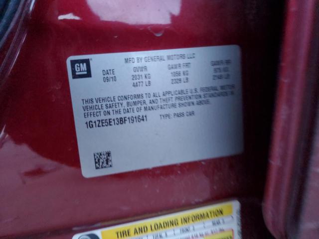 1G1ZE5E13BF191641 - 2011 CHEVROLET MALIBU LTZ მუქწითელი ფოტო 12