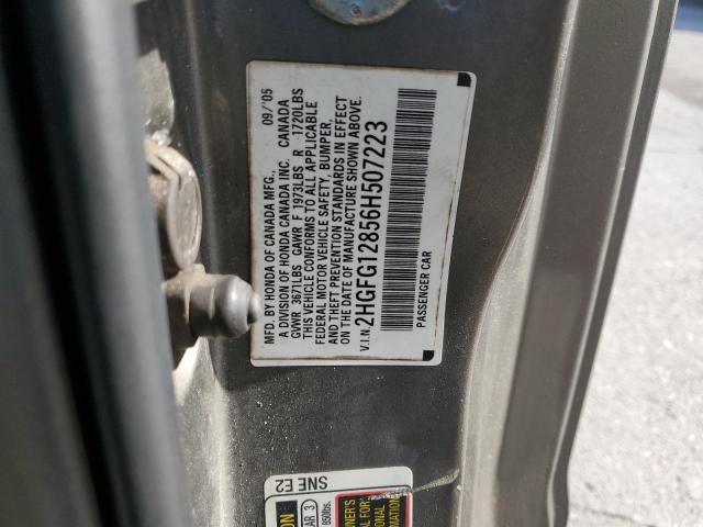 2HGFG12856H507223 - 2006 HONDA CIVIC EX GRAY photo 12