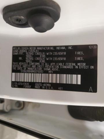 5TDGZRBH6MS076093 - 2021 TOYOTA HIGHLANDER XLE თეთრი ფოტო 14