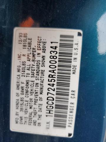 1HGCD7245RA008341 - 1994 HONDA ACCORD LX 青色 照片 12