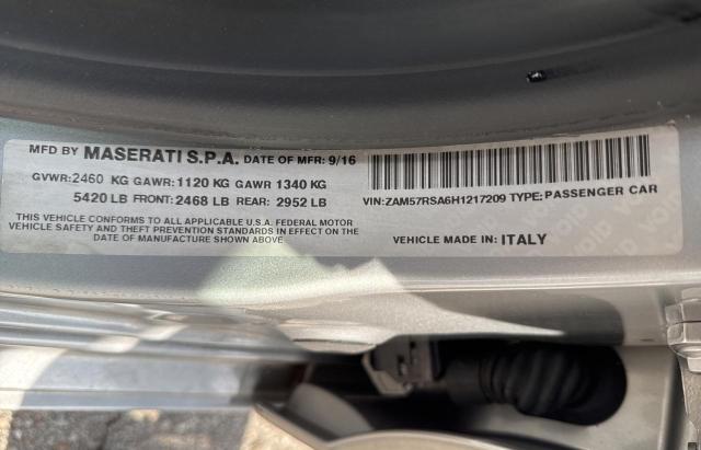 ZAM57RSA6H1217209 - 2017 MASERATI GHIBLI S SILVER photo 10