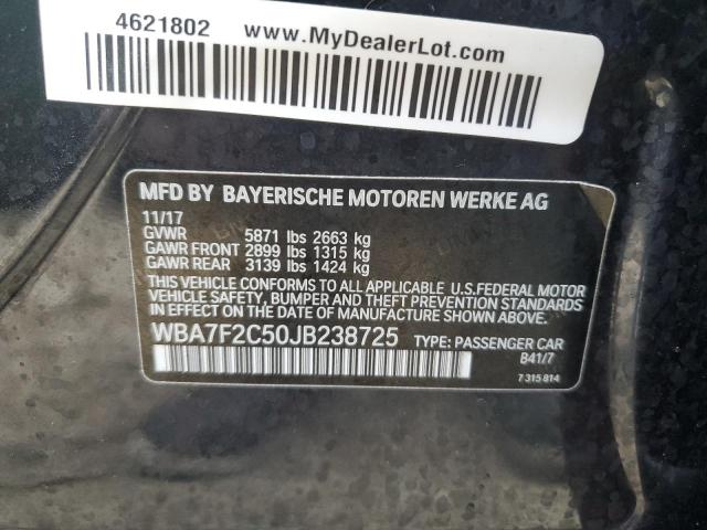 WBA7F2C50JB238725 - 2018 BMW 750 XI GREEN photo 12