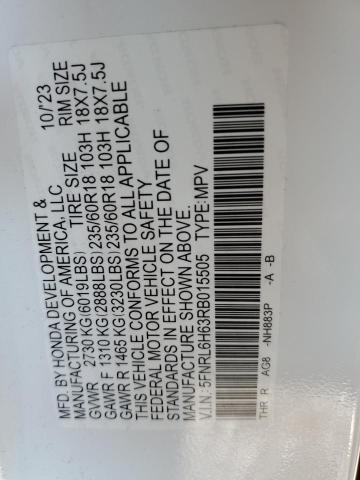 5FNRL6H63RB015505 - 2024 HONDA ODYSSEY EXL 白色 照片 13