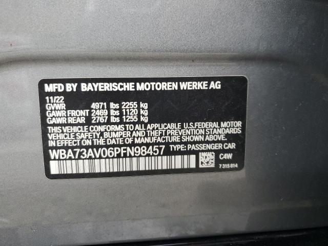 WBA73AV06PFN98457 - 2023 BMW 430XI GRAN COUPE GRAY photo 12