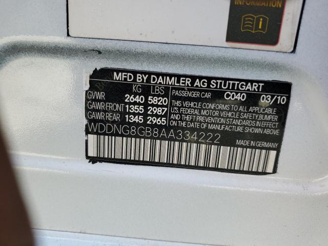 WDDNG8GB8AA334222 - 2010 MERCEDES-BENZ S 550 4MATIC WHITE photo 12