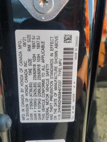 2HKRW2H80MH672337 - 2021 HONDA CR-V EXL 黑色 照片 13