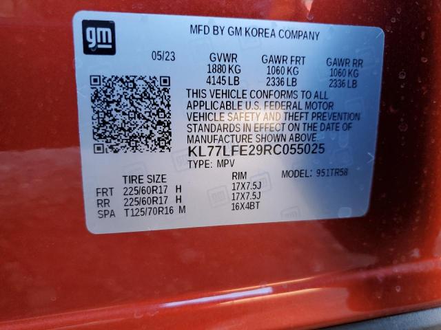 KL77LFE29RC055025 - 2024 CHEVROLET TRAX LS ORANGE photo 12