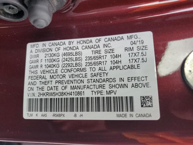 2HKRW5H38KH410861 - 2019 HONDA CR-V LX Rot Foto 13