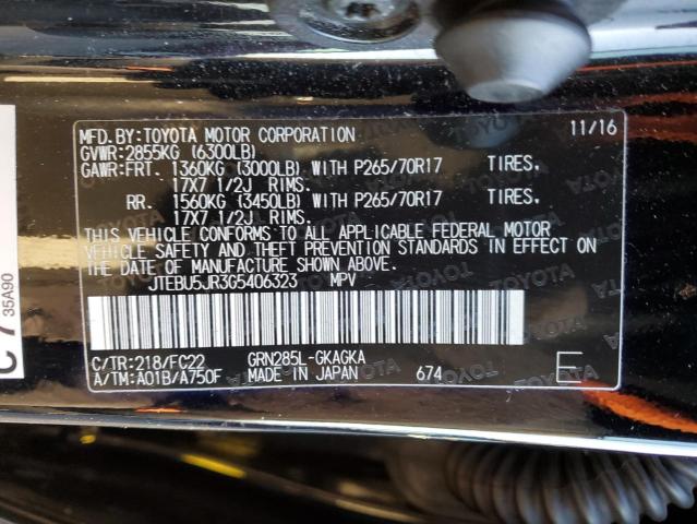 JTEBU5JR3G5406323 - 2016 TOYOTA 4RUNNER SR5/SR5 PREMIUM 黑色 照片 13
