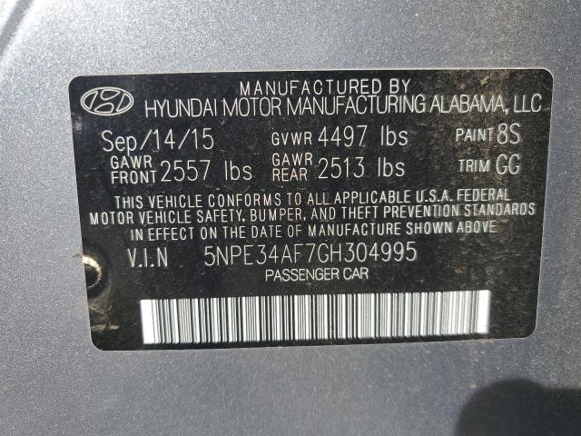 5NPE34AF7GH304995 - 2016 HYUNDAI SONATA SPORT SILVER photo 12