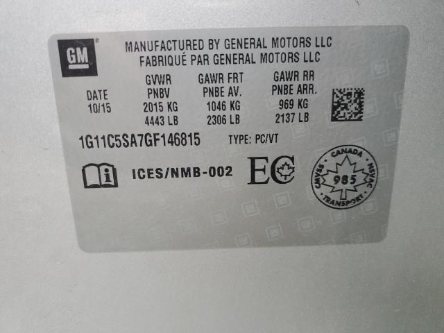 1G11C5SA7GF146815 - 2016 CHEVROLET MALIBU LIM LT 银色 照片 12