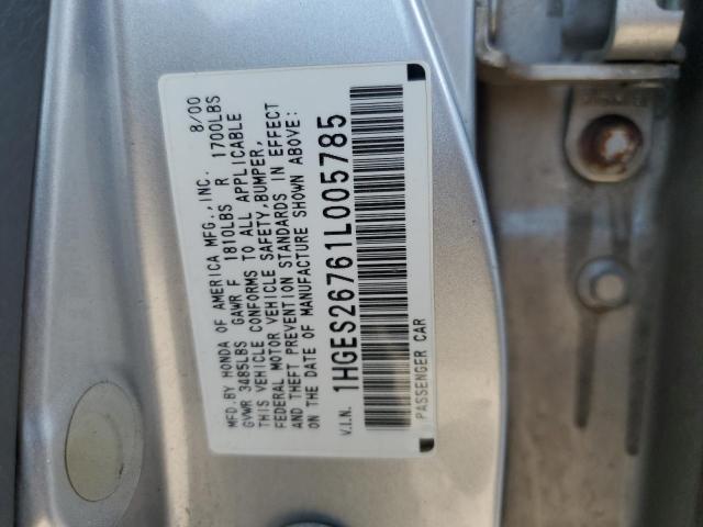 1HGES26761L005785 - 2001 HONDA CIVIC EX SILVER photo 13