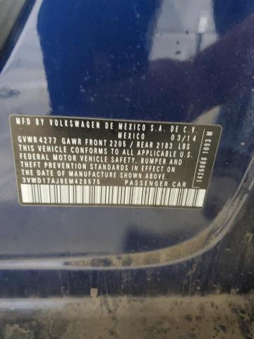 3VWD17AJ8EM428575 - 2014 VOLKSWAGEN JETTA SE Bleu photo 13