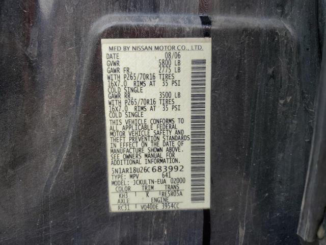5N1AR18U26C683992 - 2006 NISSAN PATHFINDER LE BLACK photo 13