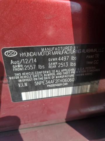 5NPE34AF2FH060607 - 2015 HYUNDAI SONATA SPORT RED photo 12