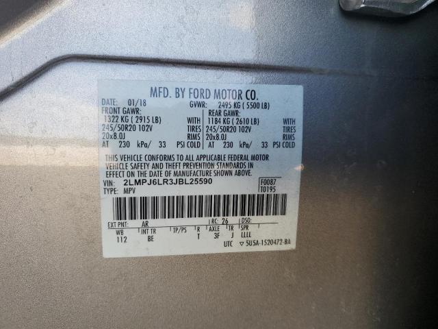 2LMPJ6LR3JBL25590 - 2018 LINCOLN MKX RESERVE Қоңыр фото 12