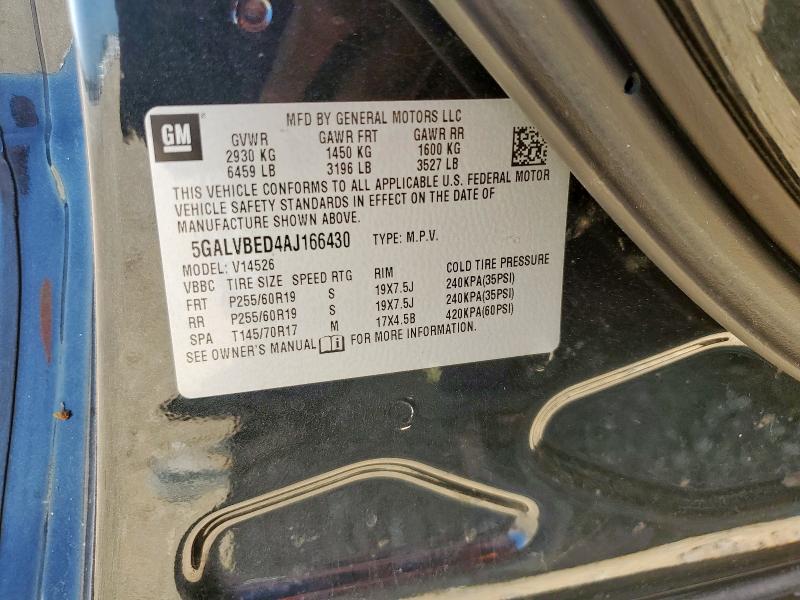 5GALVBED4AJ166430 - 2010 BUICK ENCLAVE CXL BLACK photo 13