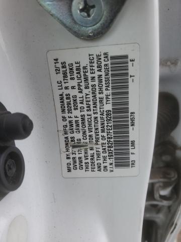 19XFB2F87FE219289 - 2015 HONDA CIVIC EX WHITE photo 13