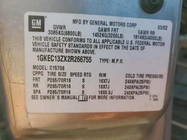 1GKEC13ZX2R266755 - 2002 GMC YUKON TAN photo 14