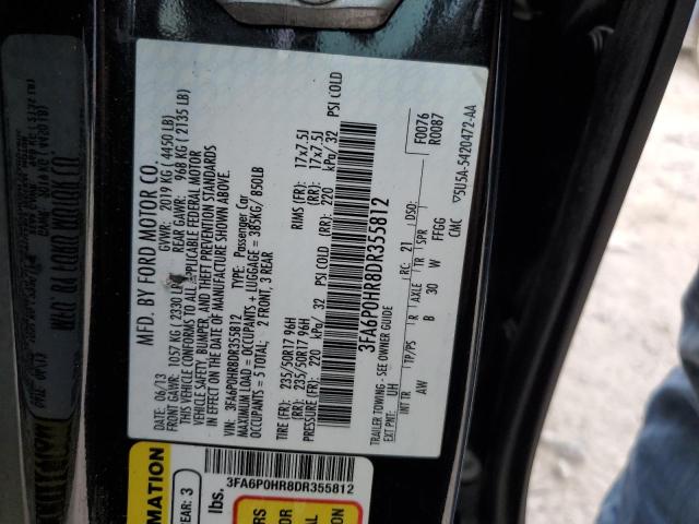 3FA6P0HR8DR355812 - 2013 FORD FUSION SE BLACK photo 13