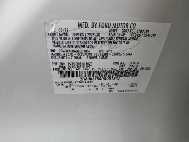 2FMHK6C86DBD01857 - 2013 FORD FLEX SEL WHITE photo 13