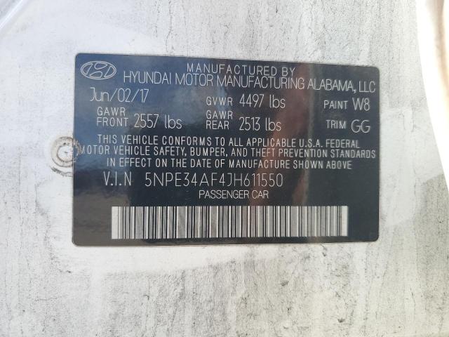 5NPE34AF4JH611550 - 2018 HYUNDAI SONATA SPORT Սպիտակ լուսանկար 12