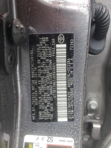 4T1B11HK7JU590981 - 2018 TOYOTA CAMRY L SILVER photo 12