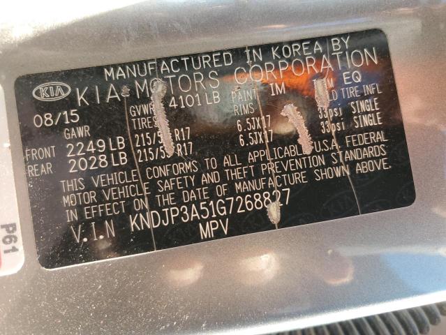 KNDJP3A51G7268827 - 2016 KIA SOUL + SILVER photo 12