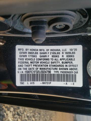 19XFC1F32LE024790 - 2020 HONDA CIVIC EX BLACK photo 12
