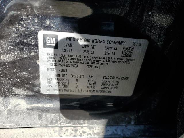 KL4CJBSBXGB713503 - 2016 BUICK ENCORE CONVENIENCE 黑色 照片 12