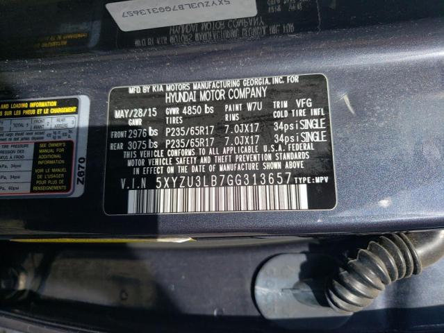 5XYZU3LB7GG313657 - 2016 HYUNDAI SANTA FE S Siyah fotoğraf 13