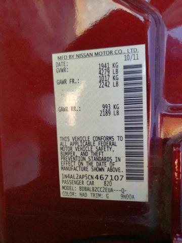 1N4AL2AP5CN467107 - 2012 NISSAN ALTIMA BASE 勃艮第红 照片 12