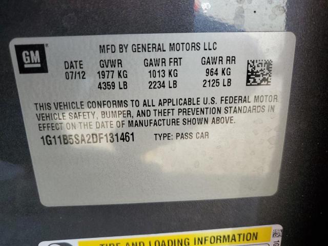 1G11B5SA2DF131461 - 2013 CHEVROLET MALIBU LS BLACK photo 12