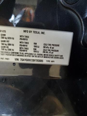 7SAYGDEE3SF293085 - 2025 TESLA MODEL Y GRAY photo 14