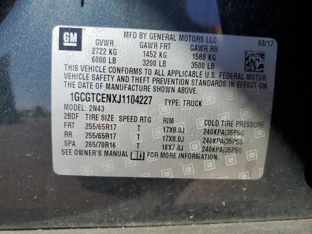 1GCGTCENXJ1104227 - 2018 CHEVROLET COLORADO LT GRAY photo 13