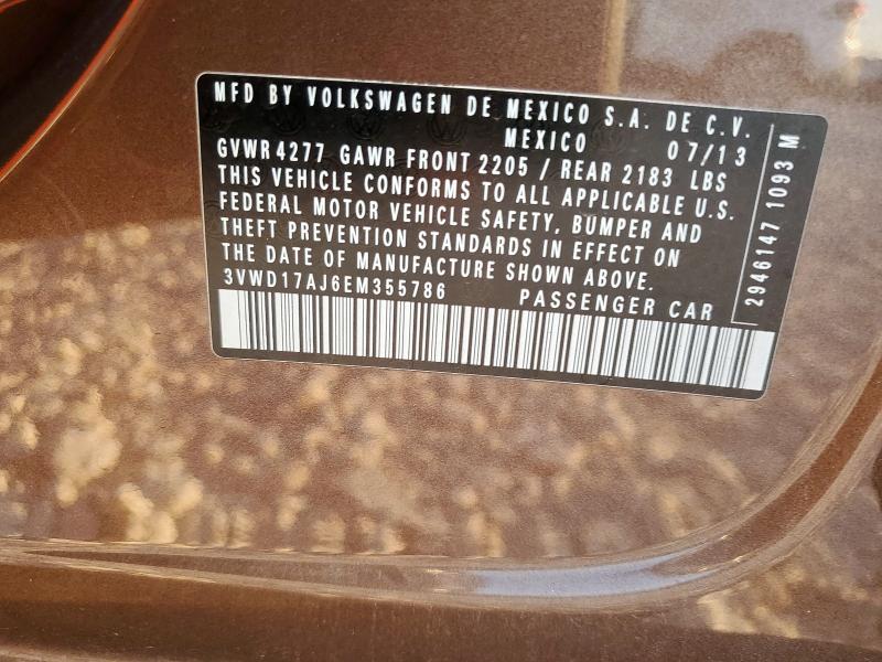 3VWD17AJ6EM355786 - 2014 VOLKSWAGEN JETTA SE BROWN photo 12